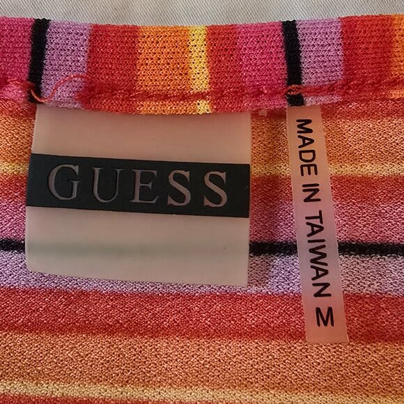 Guess Red/Orange/Yellow Stripe Tank Top M - Picture 2 of 6